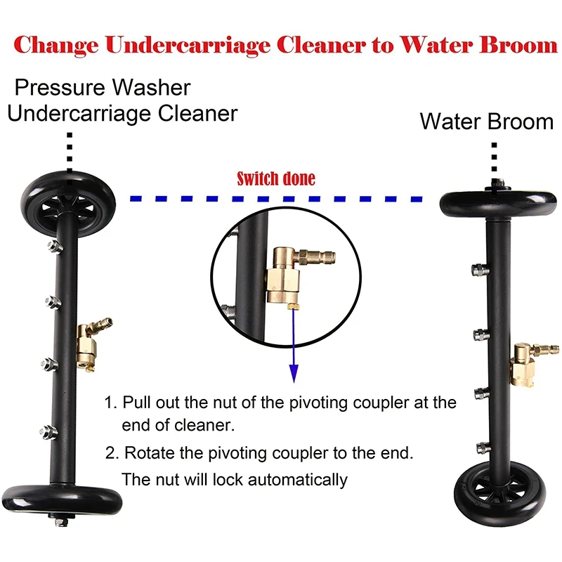 Dual-Function Undercarriage Cleaner With Swivel Wheel, Surface Cleaner For Pressure Washer, Underbody Car Wash Broom