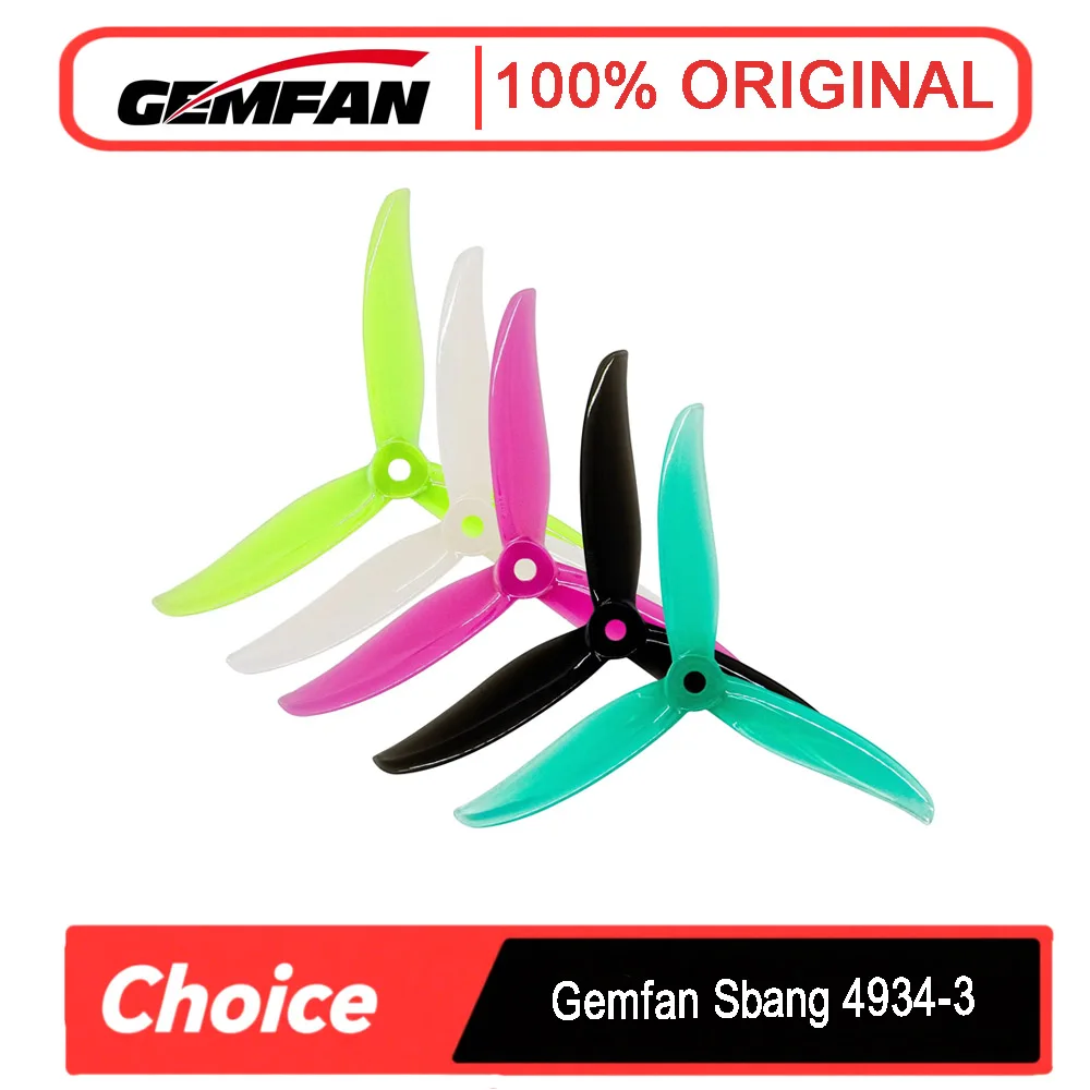 

8 шт. (4 пары) Gemfan SBANG 4934 (4,9X3,4X3) 3-лопастной реквизит для ПК (CW/CCW) для FPV Freestyle 5-дюймовых дронов и сочных браслетов DIY Builds