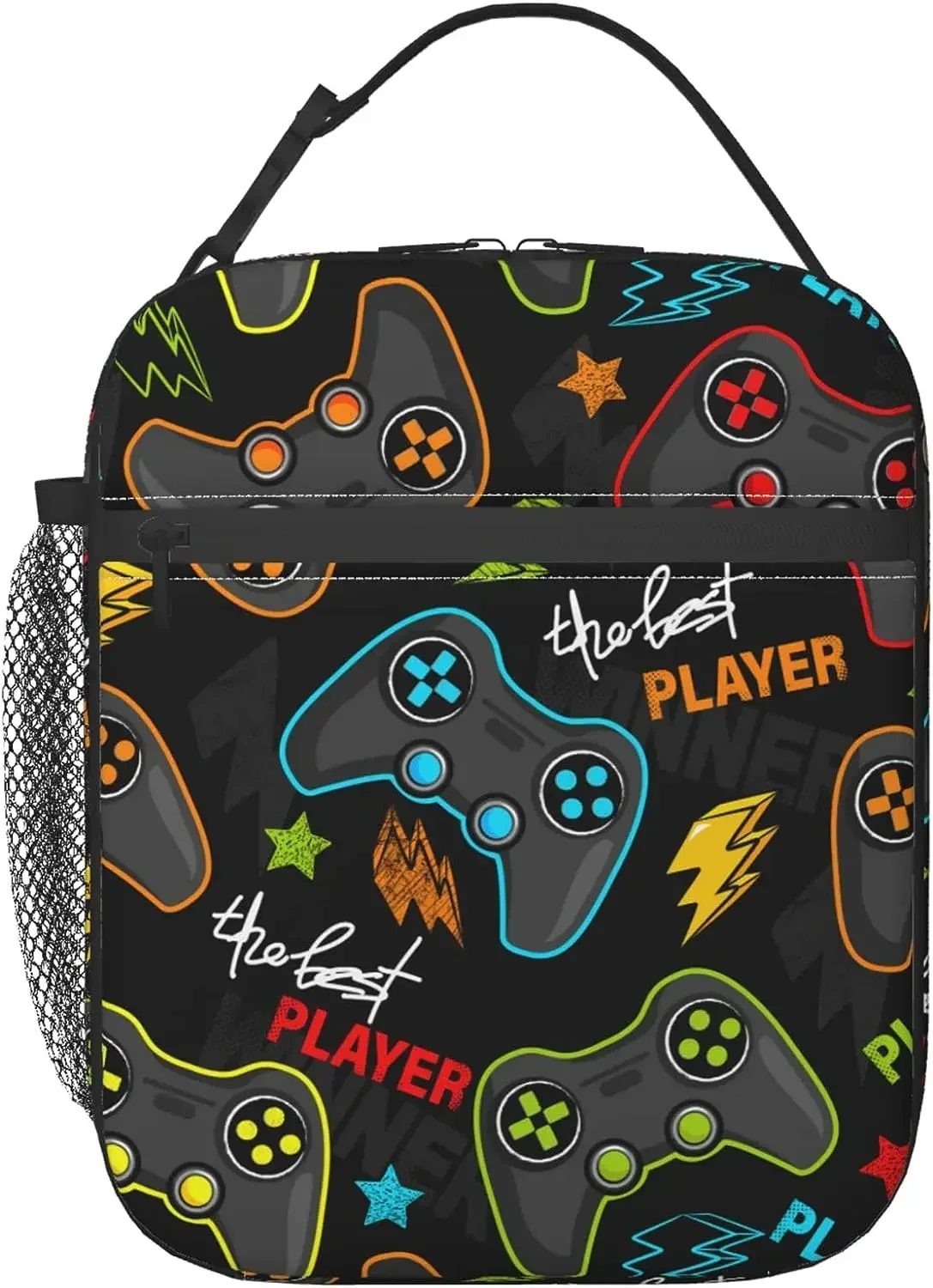 Video Game Controller Insulated Lunch Bag Reusable Lunch Box Portable Thermal Bento Tote for Adults Kids Work School Picnic