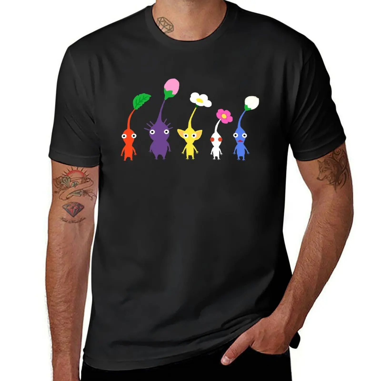 cute pikmin pattern T-Shirt anime clothes anime boys whites t shirts men