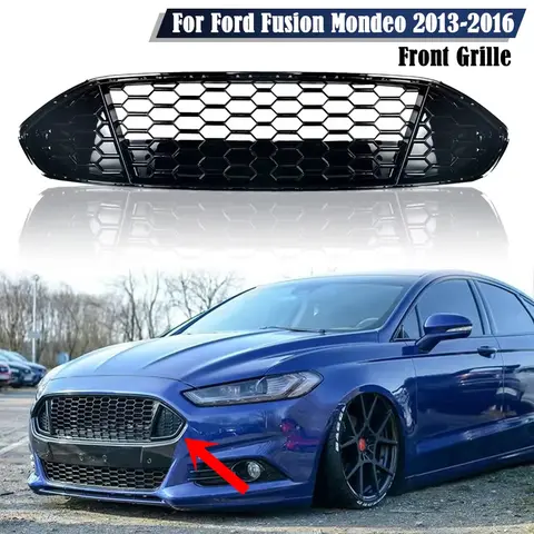 Honeycomb Mesh Car Front Bumper Radiator Grille For Ford Fusion / Mondeo 2013 2014 2015 2016 Mesh Upper Central Racing Grills