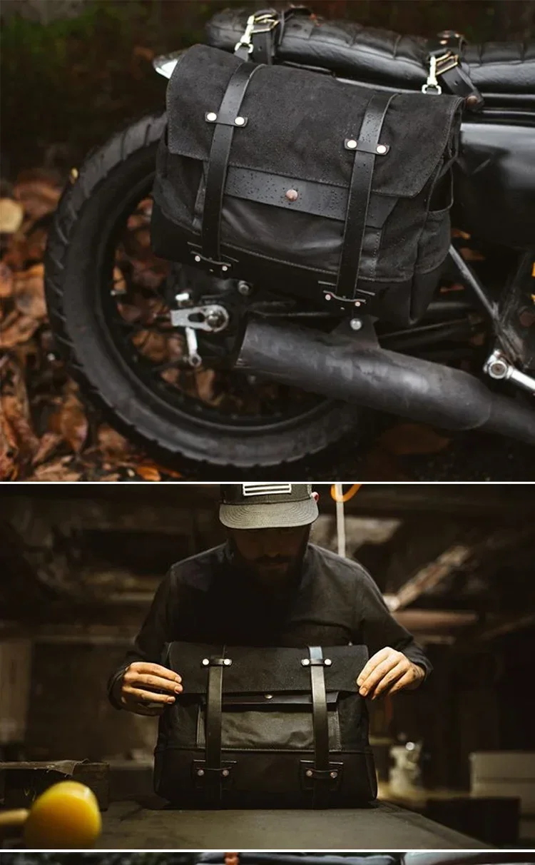 

Винтажная мотоциклетная сумка-седло 2026 года, водонепроницаемая, большая вместимость, боковая сумка для мотоцикла, рюкзак из канваса