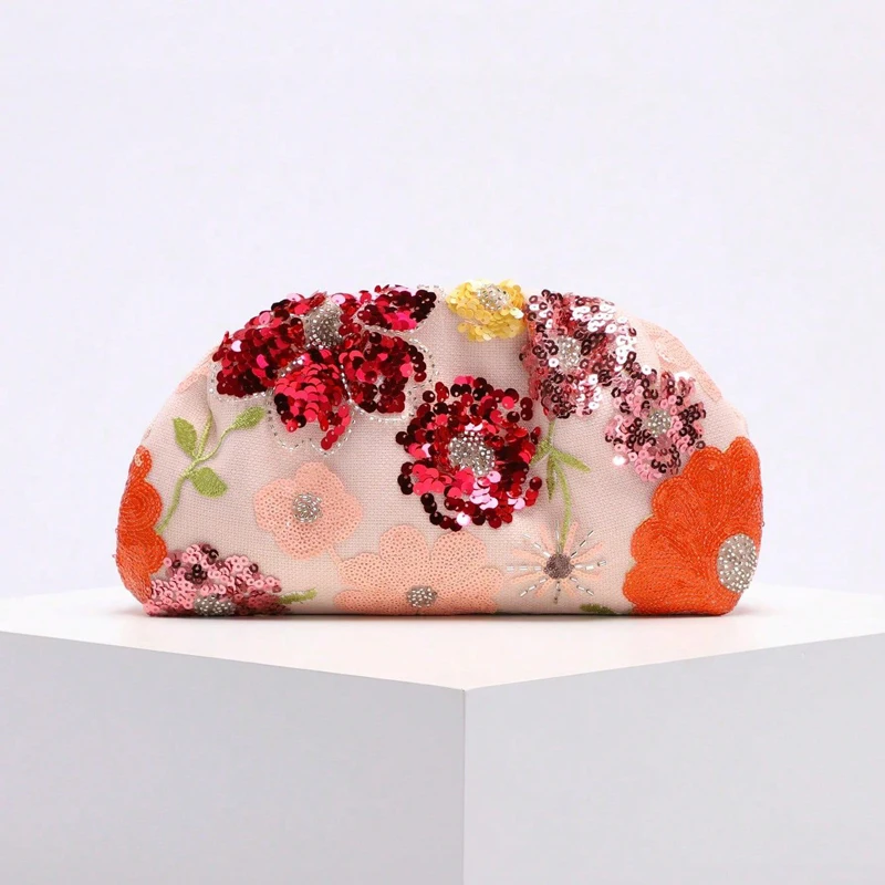 

Изысканная вечерняя сумка со сверкающими блестками, женская сумка Cultch с цветочной вышивкой, модные блестящие сумки для ужина с бриллиантами