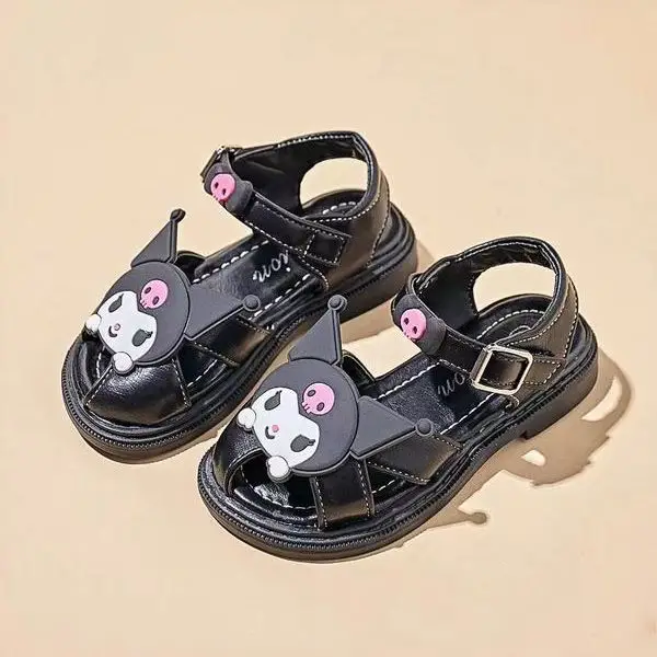 Girls' hello kitty kuromi Sandals 2024 Summer New Children's Soft Sole Princess children shoes Big Girl Beach Shoes