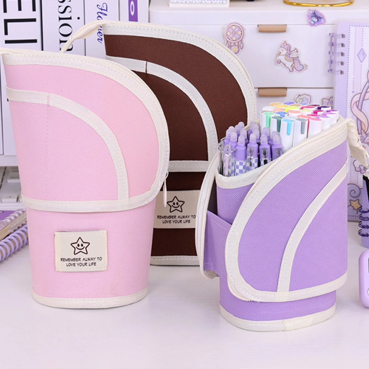 الإبداعية طالب توسيع حامل قلم سعة كبيرة مكتب سطح المكتب قلم رصاص صندوق تخزين منظم قرطاسية حقيبة أكسفورد #4