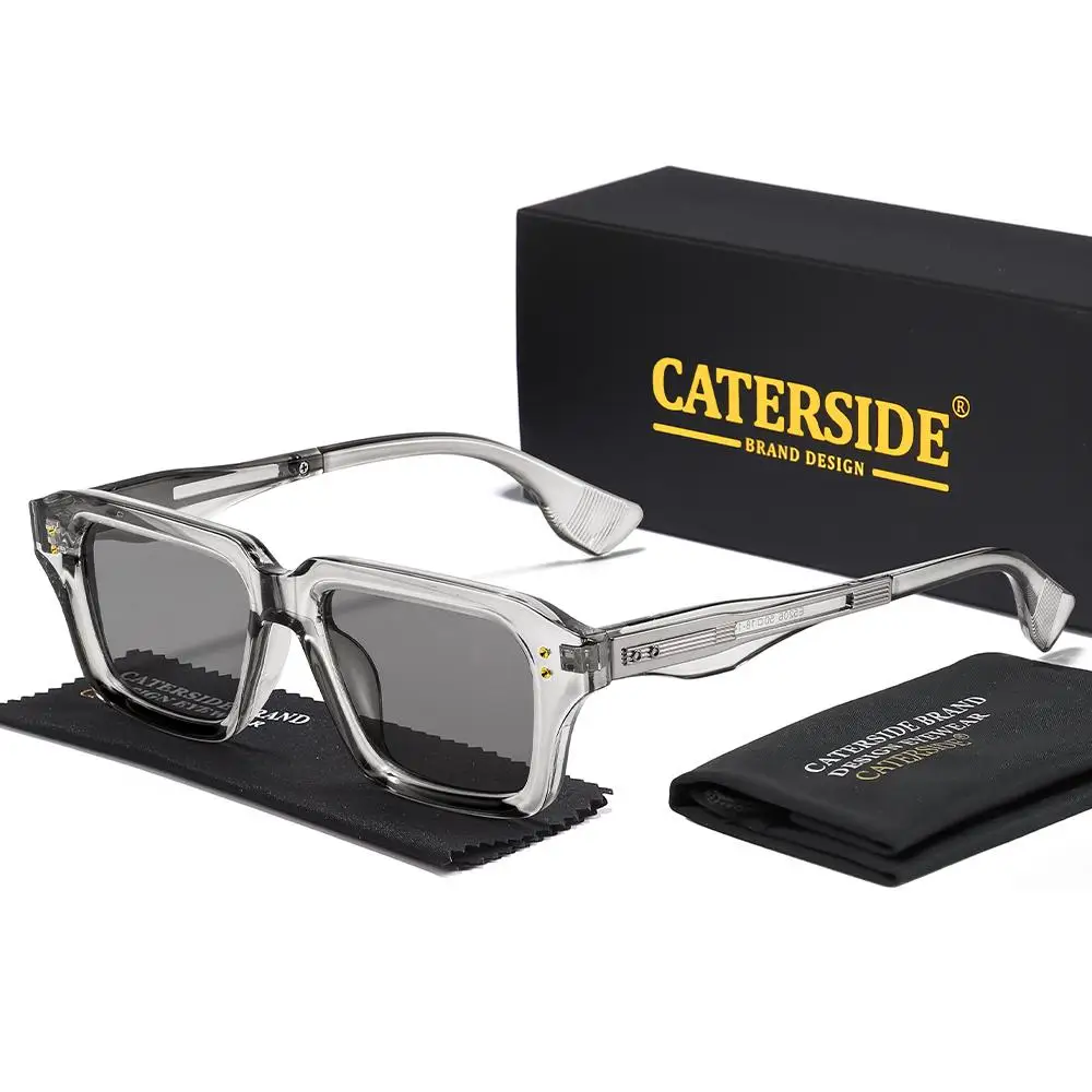 CATERSIDE Neue quadratische Sonnenbrille für Herren, Premium-PC-Rahmen mit Metallbügel, UV400, für Damen, Retro-Mode, Fahrdekoration, Brillen – Detail 12