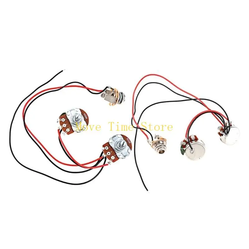 92ME Bass Wiring Circuit Portable Bass Parts 250K 1V1T Bass Wiring Harness Prewired Set 24mm Base for Guitar or Bass