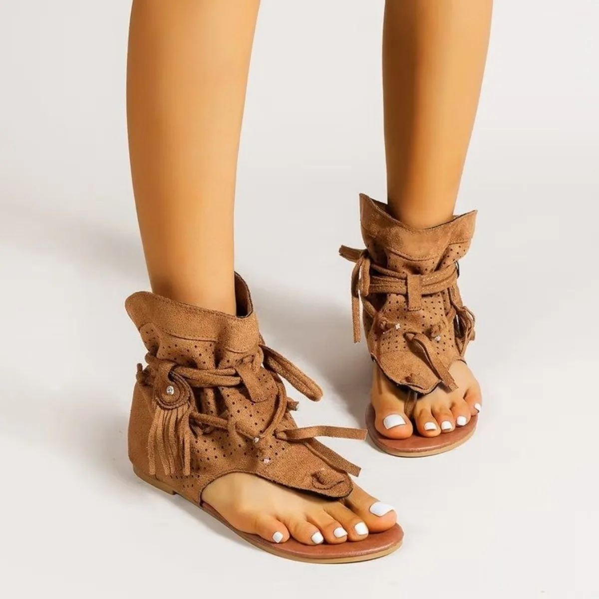 2026 Summer New Women Sandals Retro Gladiator Ladies Clip Toe Vintage Boots Casual Tassel Rome Fashion Trend Shoes for Female