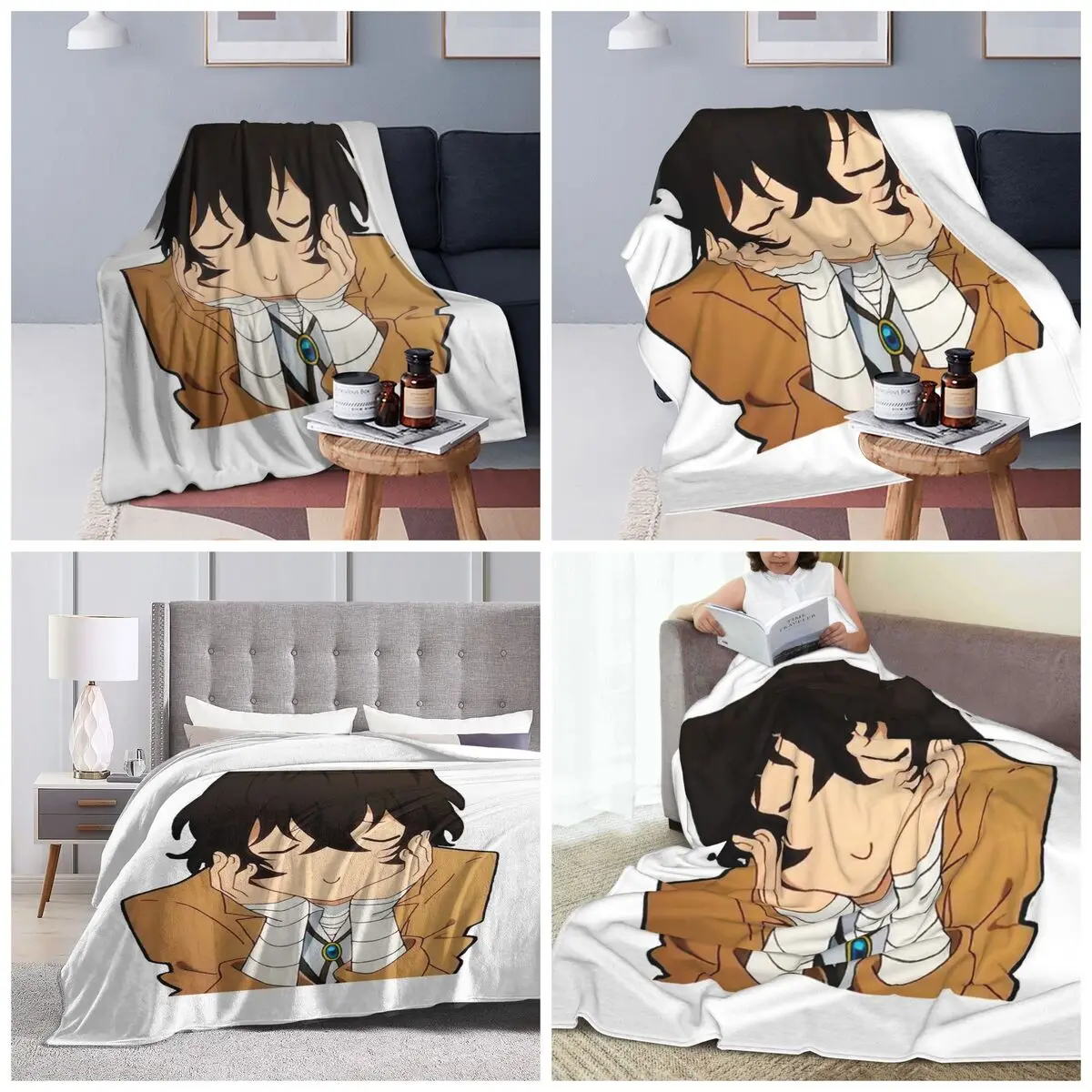 Bungo Stray Dogs Anime Blankets Soft Warm Flannel Throw Blanket Bedding for Bed Travel Home Sofa