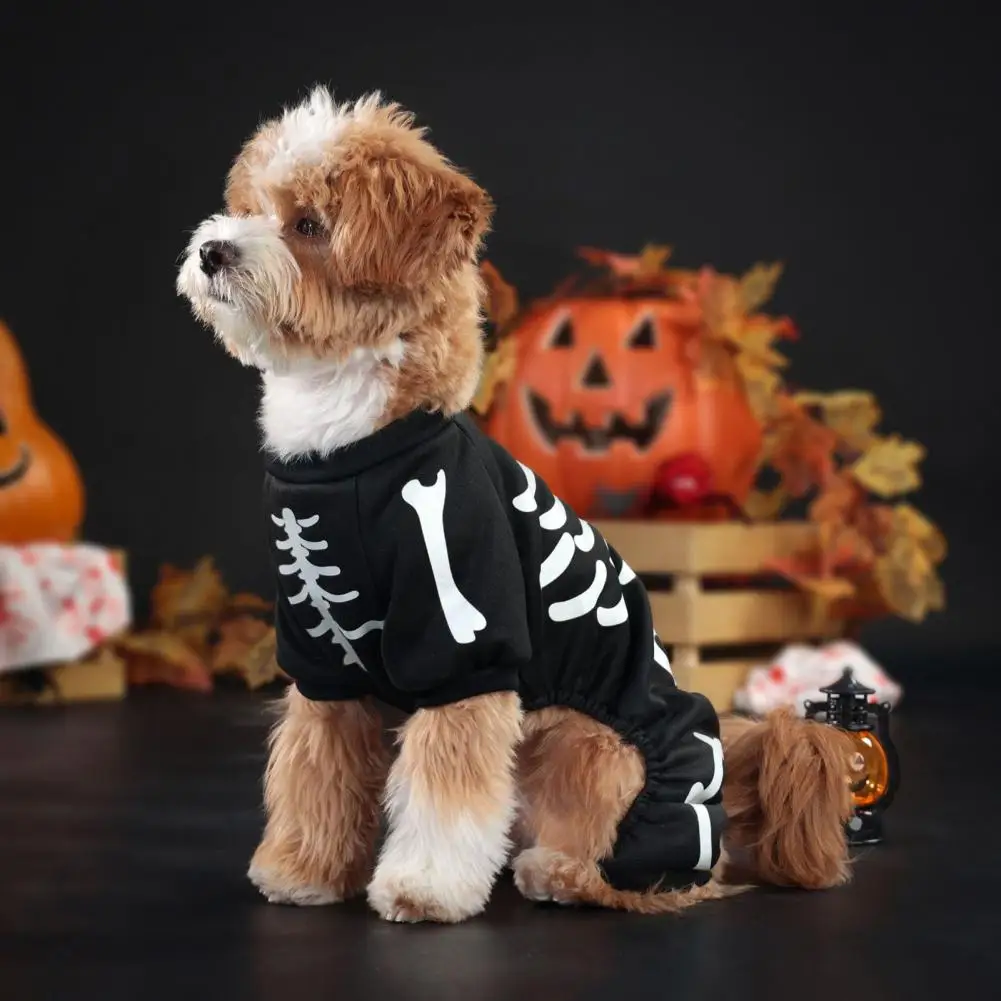 Pet Skeleton Costume Jumpsuit for Small Medium Dogs Funny Halloween Clothes Apparel Puppy Outfit Cosplay