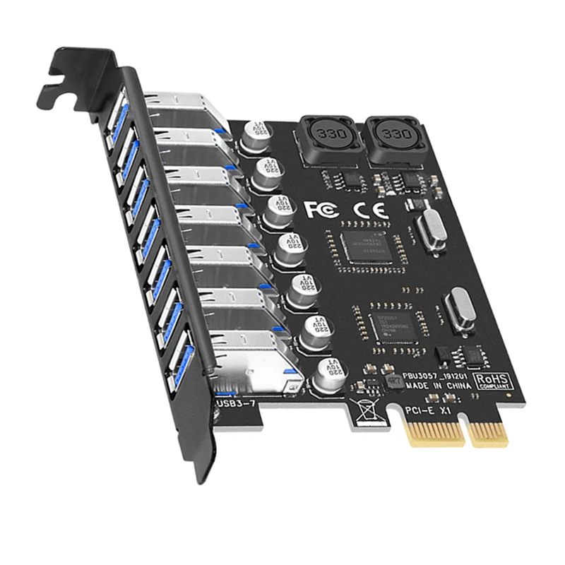 Плата расширения PCI Express X1 на 7 портов USB 3,0, плата расширения PCI-E PCI E USB 3,0, USB3, 6 Гбит/с, контроллер, чип NEC для настольного ПК