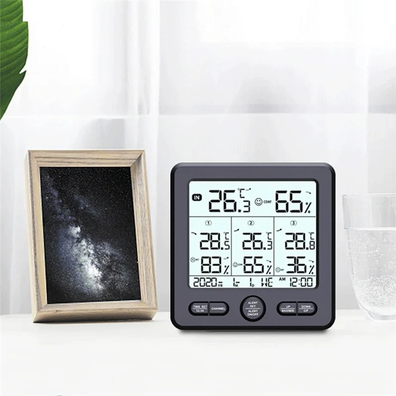 ABKI-Stazione meteorologica Sensori wireless per interni/esterni Termometro digitale Igrometro Display LCD a LED Termometro (Bianco) Durevole