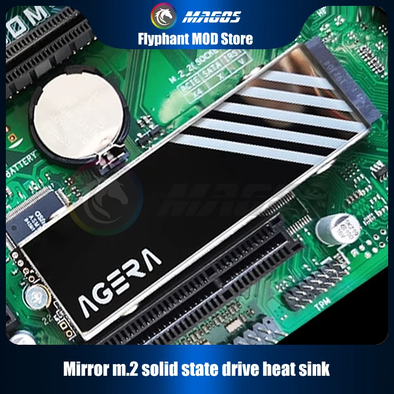 Mirror Glass M.2 Solid State Drive Heat Sink Armor, SSD 2280 Heatsink Aluminum M2 Radiator With Phase Change Thermal Pad