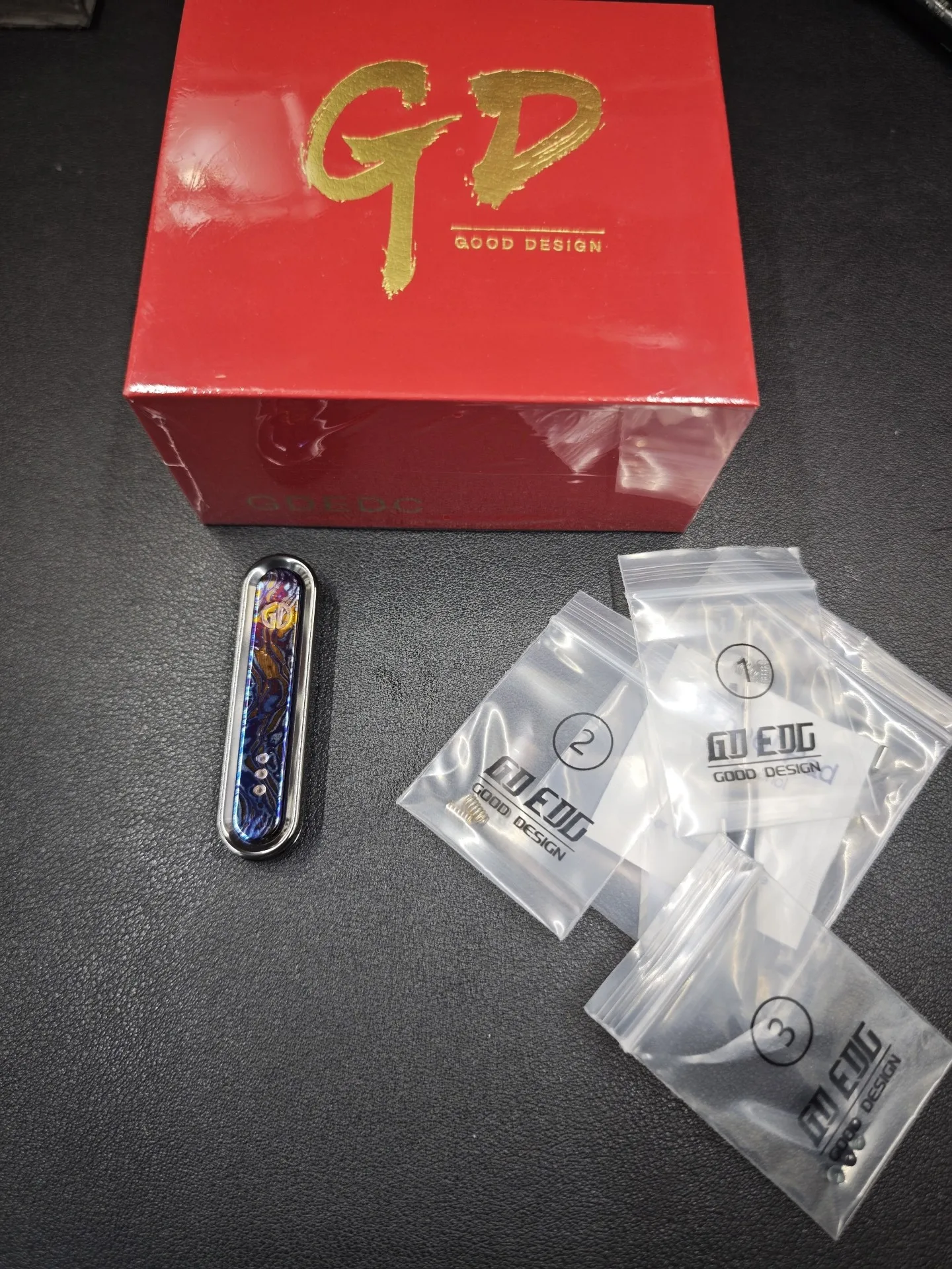 Used EDC GD Seasoning Stick Push Brand Zirconium Alloy Polished + Titanium Horse Patch EDC Decompression Toy