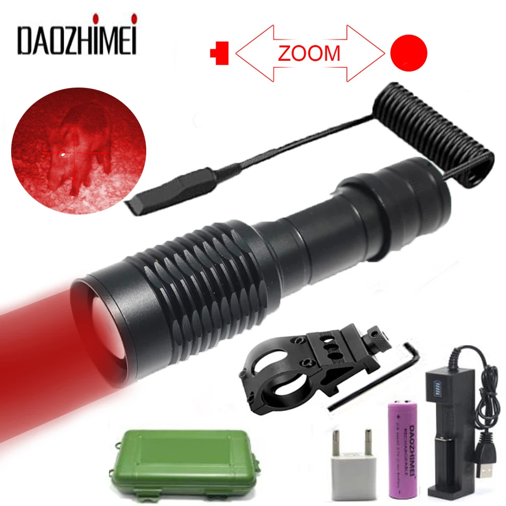 

Super Bright Outdoor LED Tactical Hunting Flashlight 18650 Lantern Zoomable Waterproof Light Focus Rifle Scope Torch Remote