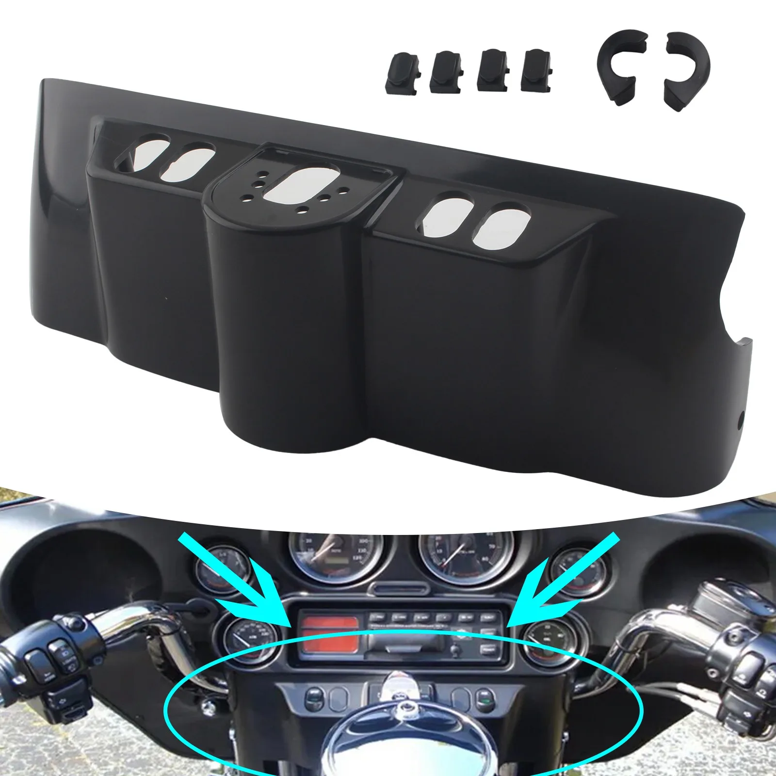 Gloss Black Motorcycle Inner Fairing Cover Switch Cap Kit For Harley touring models with the Batwing type of fairing 2006-2013