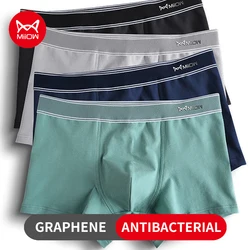 MiiOW Roupa Interior Respirável de Algodão, Boxershorts Masculinos, Troncos Boxer, Cuecas Grafeno, Troncos Masculinos, 3Pcs