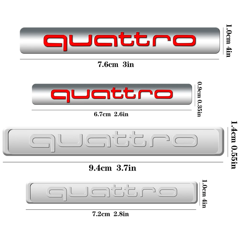 3D ABS QUATTRO Emblem Car Decoration Sticker Auto Accessories for Audi A4 B8 B6 B9 B7 A3 8P 8V 8L A6 C7 C6 C5 Q5 A5 Q7 A1 Q3 A7