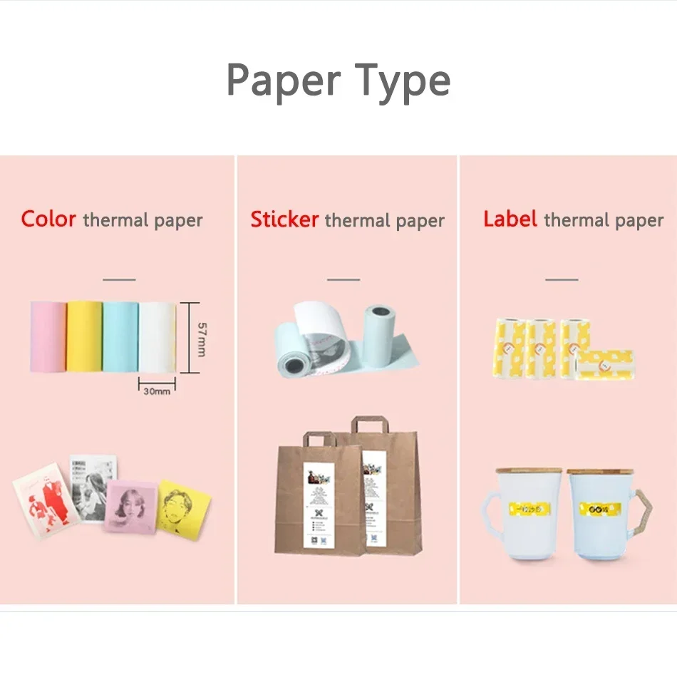 3 rolls 57x30mm thermal Label Sticker Receipt Paper for 58mm A6 perpage printers Soft Silicone Protection Case