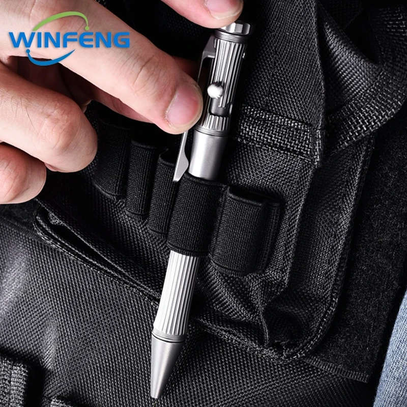 Multi-functional Titanium Tactical Bolt Action Pen Self-defense Glass Breaker Business Signature Ballpoint Pen with Turning Gyro