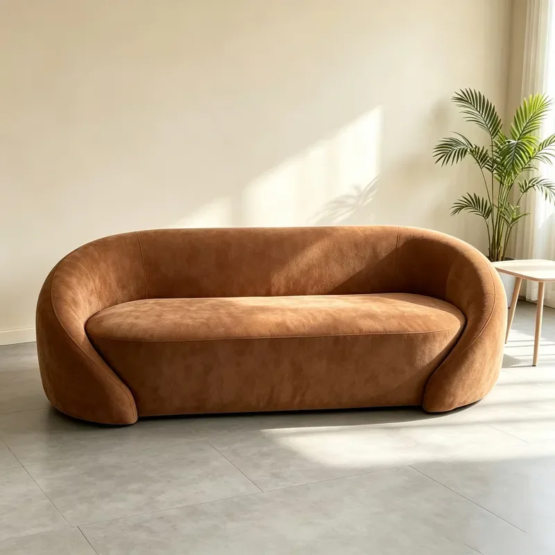 Modern 3-seater Vacuum Sofa Curved Fabric Living Room Compressed Sofa Popular Design Compression Foam Sofa Soft Cloud Couch