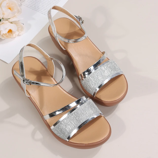 Sandales compensees a plateforme doree pour femmes talons de 2023 cm chaussures d ete Parker rond mode chaussures de createur de luxe taille 41 4.5 AliExpress