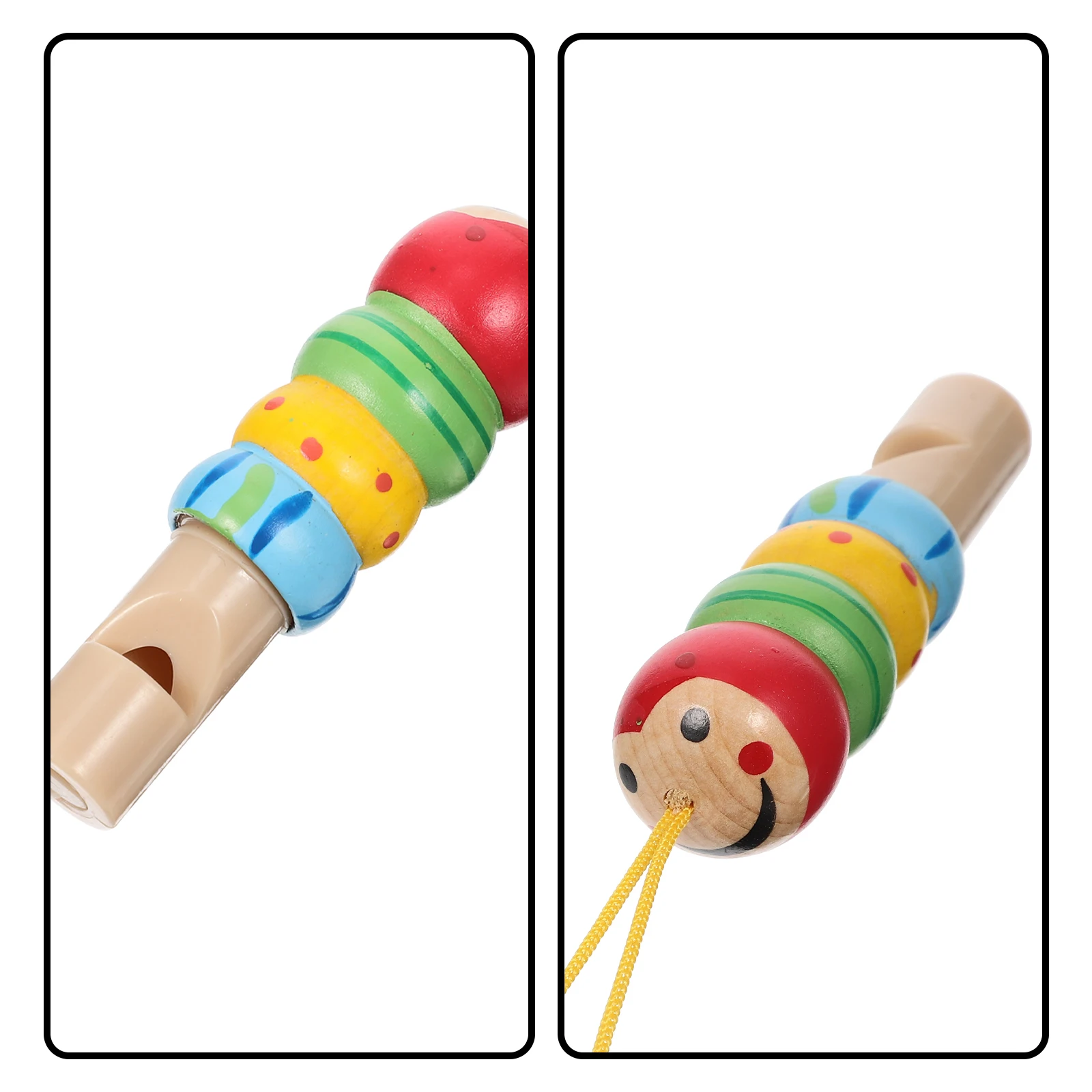 2 fischietti colorati per bambini, giocattolo musicale in legno, strumento educativo per bambini con cordino, regalo creativo per bambini