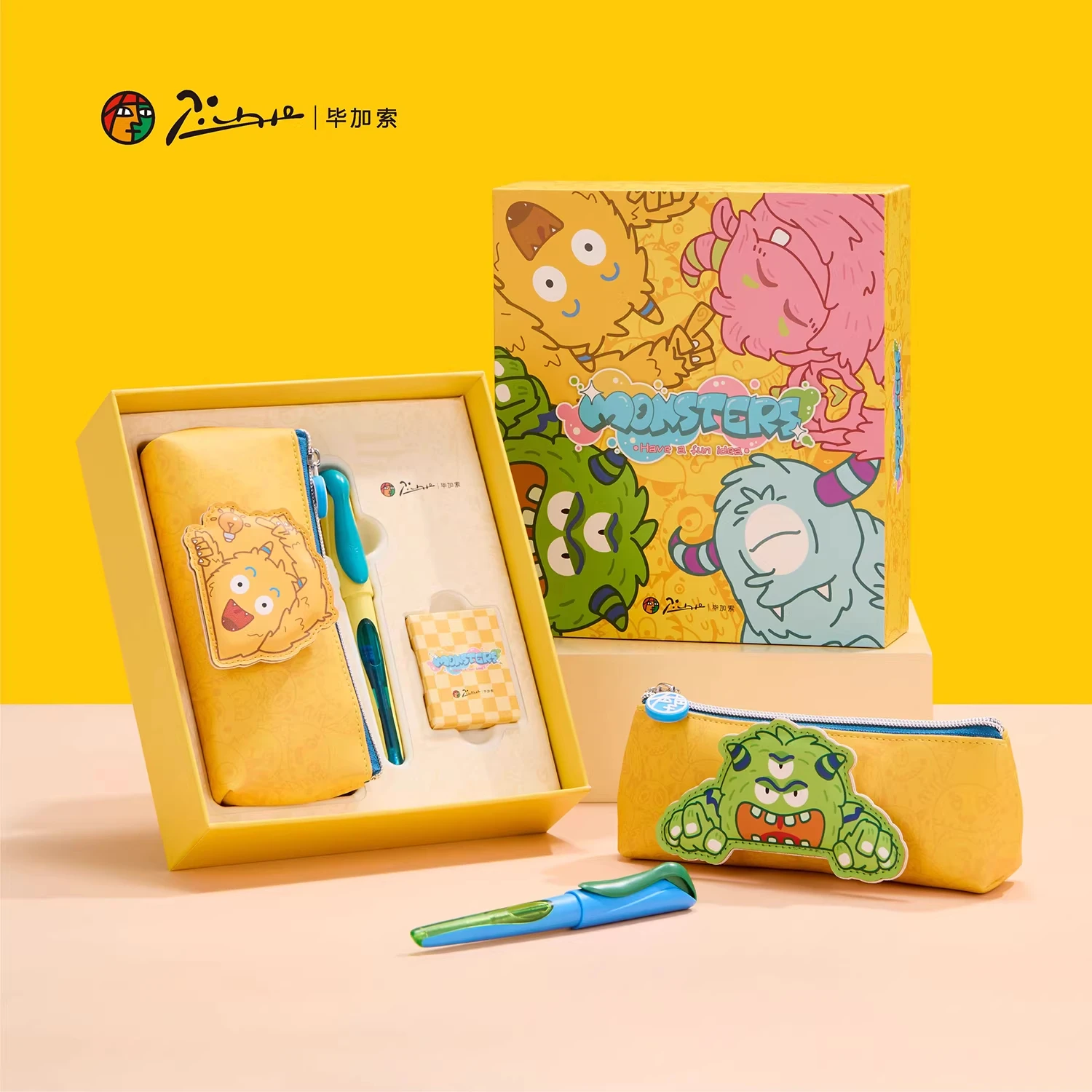 

Picasso TS601 Little Monster Ergonomic Fountain Pen Set with Pen Pouch, Ink Cartridge Fountain Pen, Ideal Gift for Boys and Girl