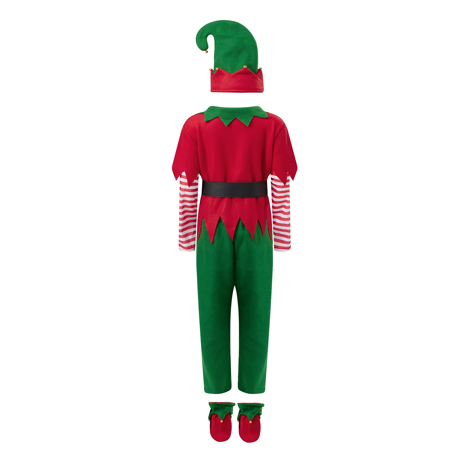 زي قزم عيد الميلاد للأولاد، قمصان مبتكرة بأكمام طويلة مع بنطال وقبعة وحزام وجوارب للحفلات التنكرية #4