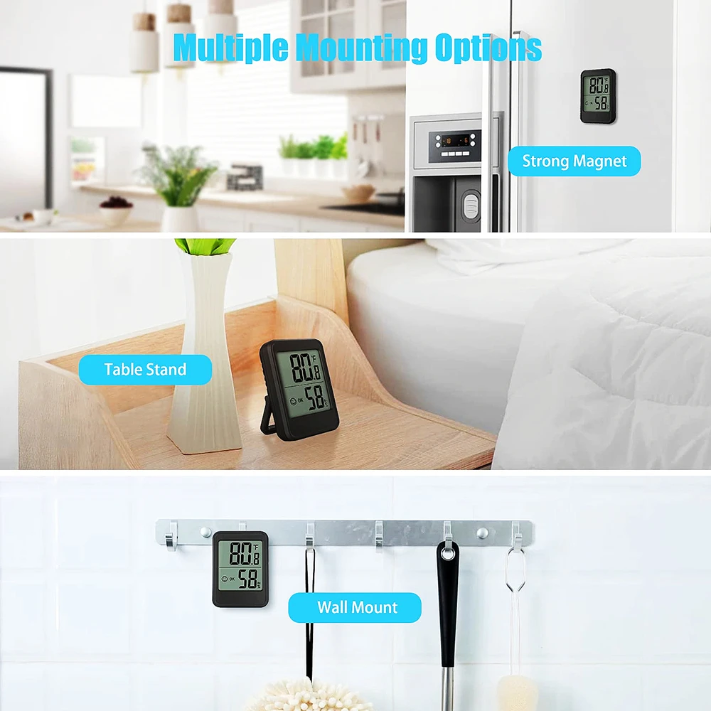 حجم كبير LCD ميزان الحرارة الرقمي الرطوبة غرفة داخلية درجة الحرارة مقياس الرطوبة الاستشعار محطة الطقس