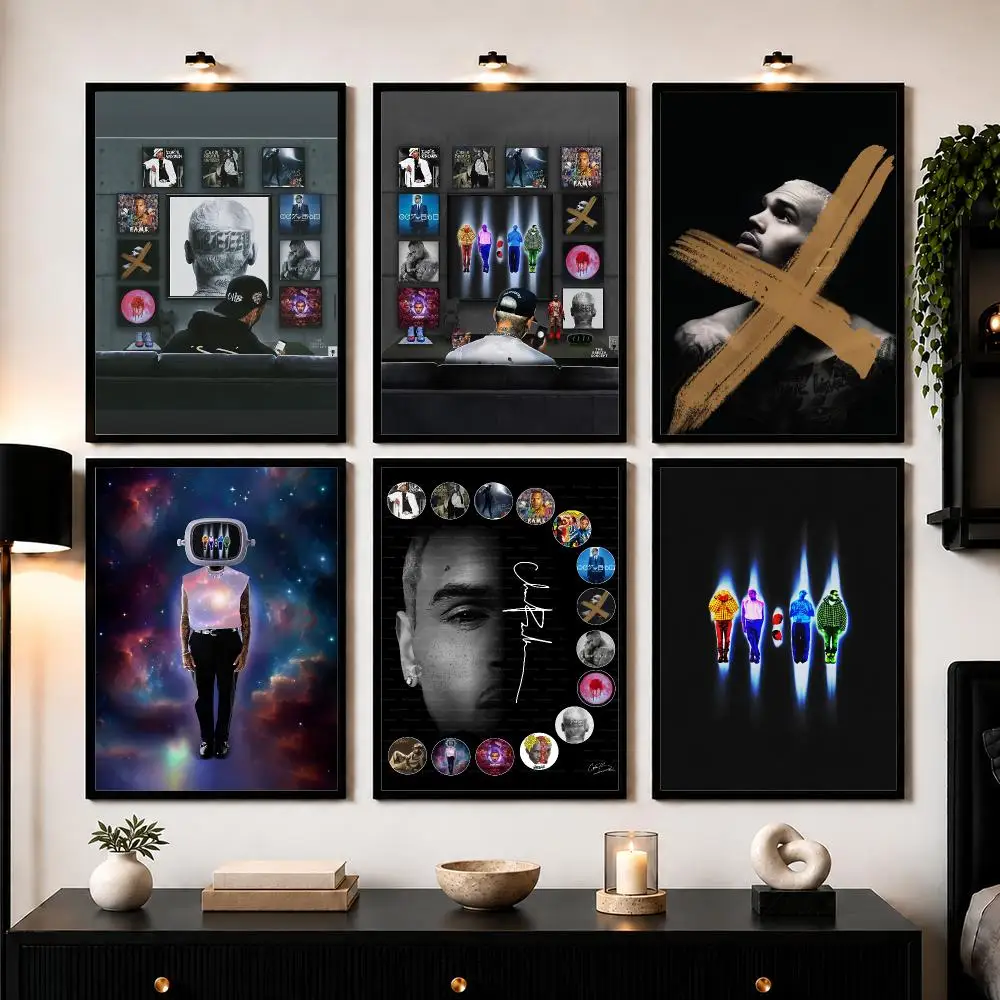 C-Chris Brown Poster Modern Wall Art Sticker For Living Room Bedroom Bar Home Decor Mural Painting Decoration