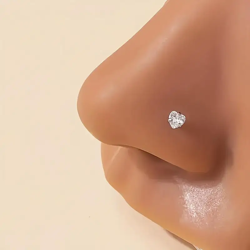 4pcs/Set 20G Stainless Steel Cubic Zirconia Nose Stud Screw Nose Rings Butterfly Love Star Body Piercing Jewelry for Women