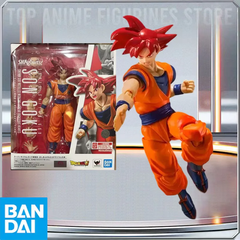 

BANDAI Dragon Ball Z Original Box S.H.Figuarts Super Saiyan God Red Son Goku Righteous Mind Anime Figure Model Toy Gift