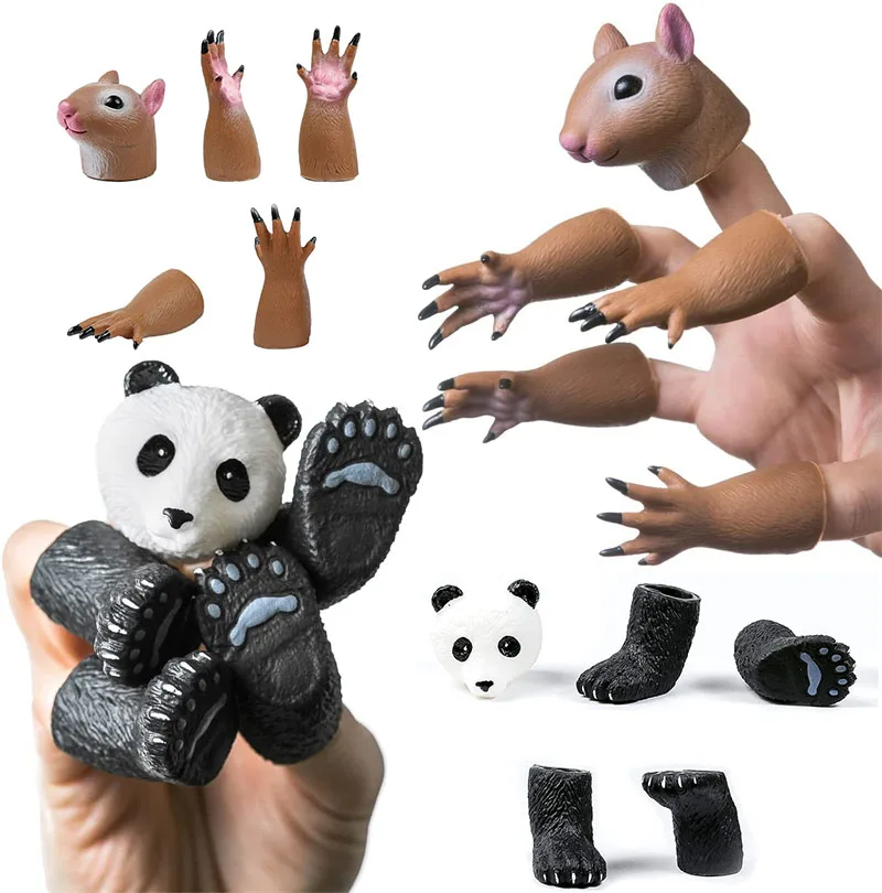 Animal Finger Puppet Hand Novelty Toys Cute Panda Shiba Inu Squirrel Finger Dolls Role Play Props Toys for Kids Gifts