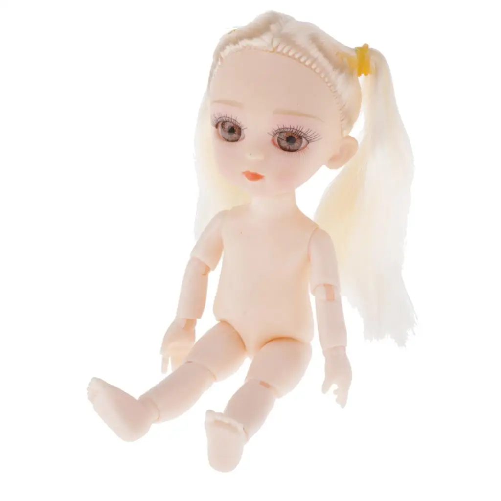 16 センチメートル柔軟な 13 関節ヌードガール人形ボディモデル白い三つ編み