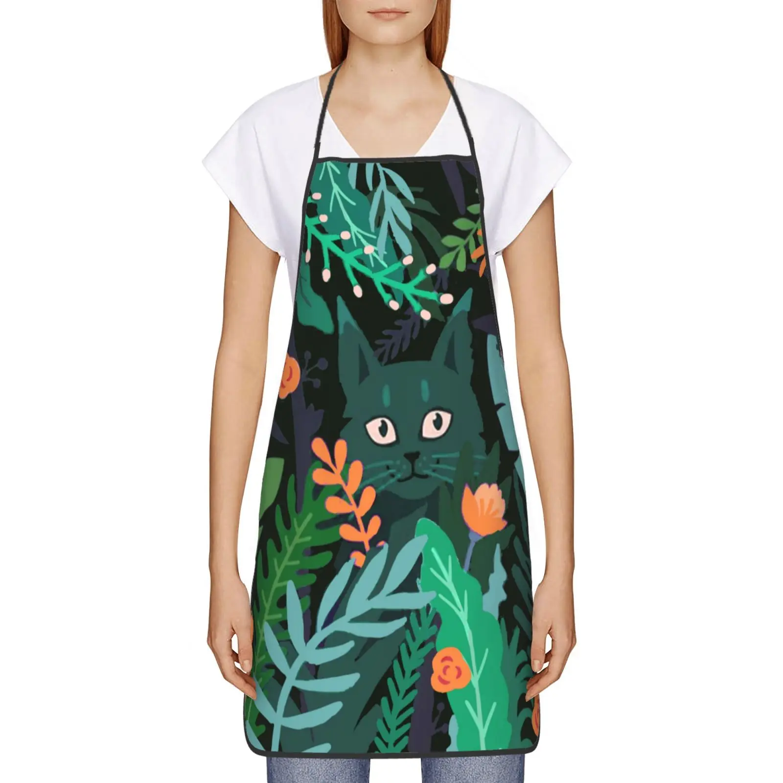 Rainforest Cat Unisex The Little Chef Bib Apron Adult Women Men Chef Tablier Cuisine for Kitchen Cooking Ratatouilles Painting