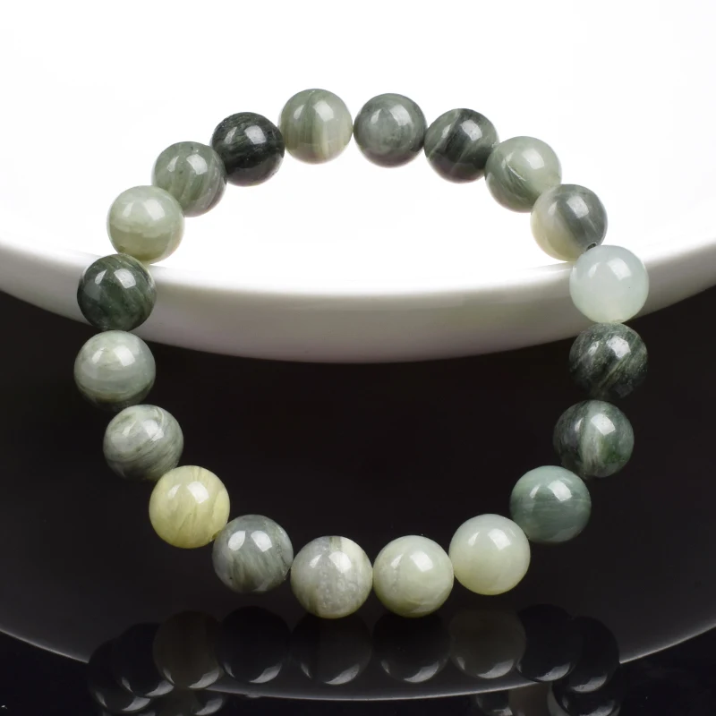 Authentic Natural Stone Bracelet Original Green Natural Stones Beads Bracelets Hand Women Men Real Agates Jasper Elastic Jewelry