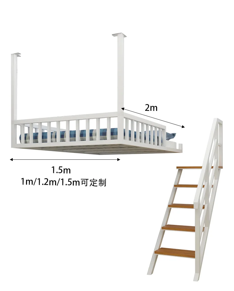 Nowoczesne wiszące łóżko ścienne Pawilon Podwyższone łóżko Podwójne mieszkanie w akademiku