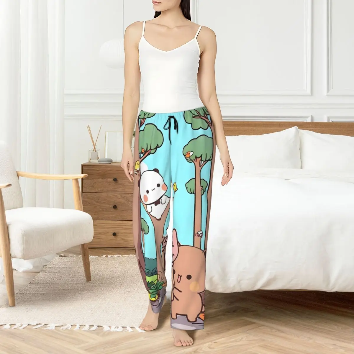 Custom Women's Bubu Dudu Pajama Pants Printed Lovely Sleep Sleepwear Bottoms with Pockets