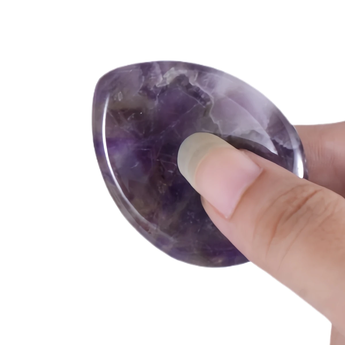 Amethyst Polished Worry Stone 35x45mm Teardrop Shape for Meditation and Mindfulness Anxiety Relief Palm Gemstone Pendant