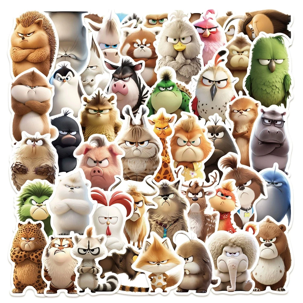 

10/30/50pcs Funny Cute Angry Animals Graffiti Stickers for Laptop Notebook Suitcase Skateboard DIY Aesthetic Waterproof Sticker