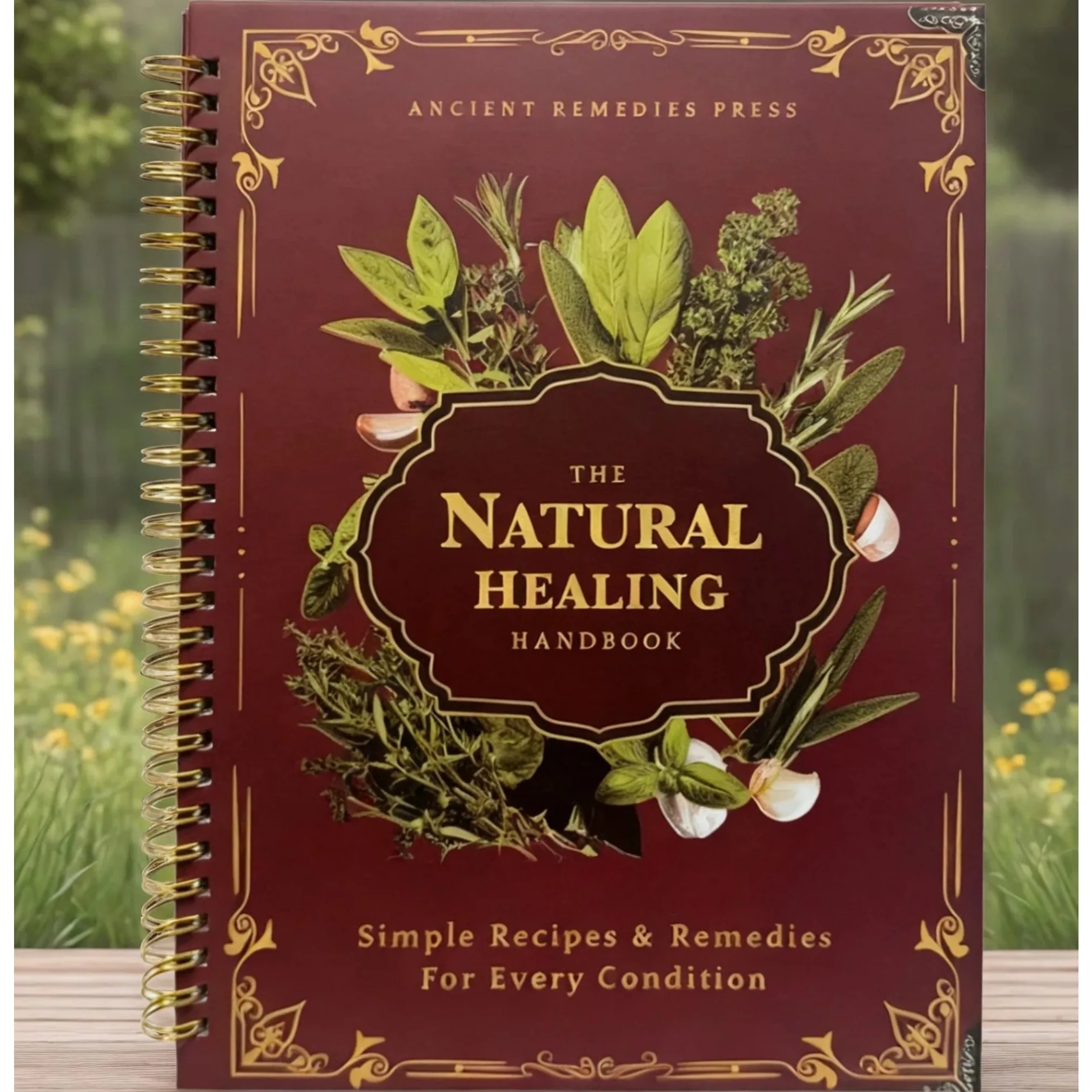 

Natural Healing Handbook Spiral Bound Guide With Herbal Remedies And Recipes For Heart Health Blood Sugar Focus Boost 25x17.6cm