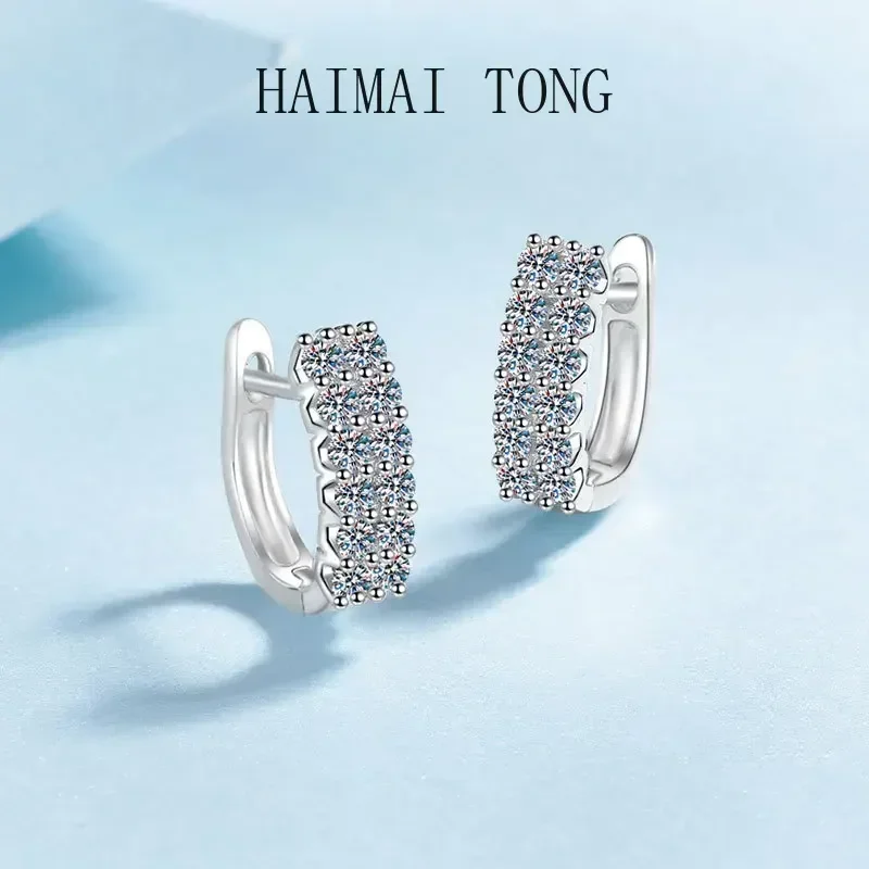 

Классические серьги-кольца из платины PT950 с муассанитом 0.72 карата, двойным ореолом и выращенными в лаборатории бриллиантами, для женщин, обручальное кольцо, подарок на день рождения для жены