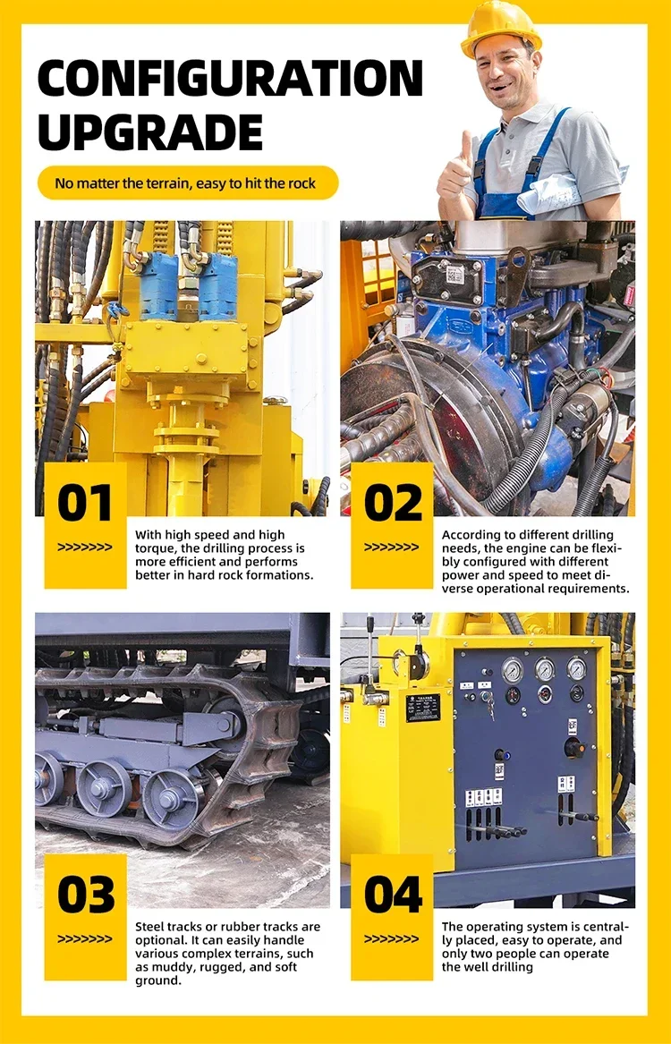 Équipement de forage monté sur chenilles de puits d'eau de plate-forme de forage de puits d'eau de 200m