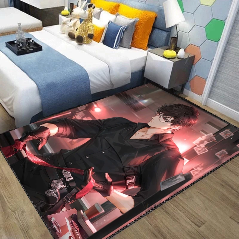 Alfombra de dibujos animados ligera y nocturna, Alfombra de piso de Anime, decoración de habitación bidimensional, dormitorio, manta de cabecera