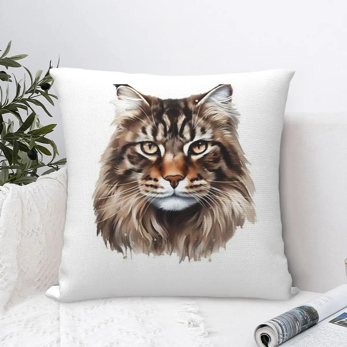 Maine Coon Cat Pillowcase Polyester Cushion Comfort Throw Pillow Sofa Decorative Cushions Used for Home Bedroom Living Room