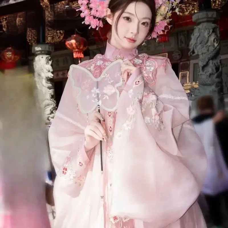 Hanfu dress set horse face skirt embroidery 2026 pink Hanfu spring summer Chinese style set