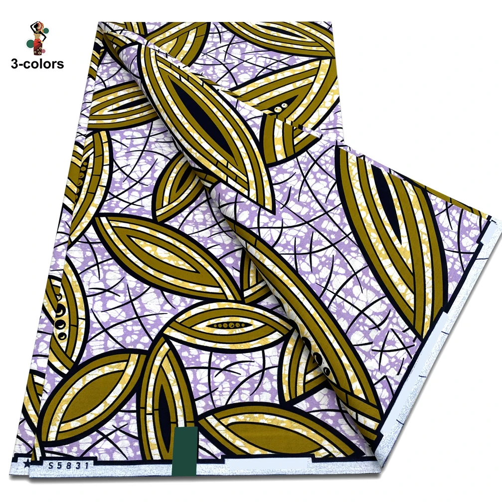 New Super Tissu Ankara Fabric Real Prints African Wax Fabric Soft Pagne Cotton Material 6 yards Stuff Blue Batik For Sewing view 4