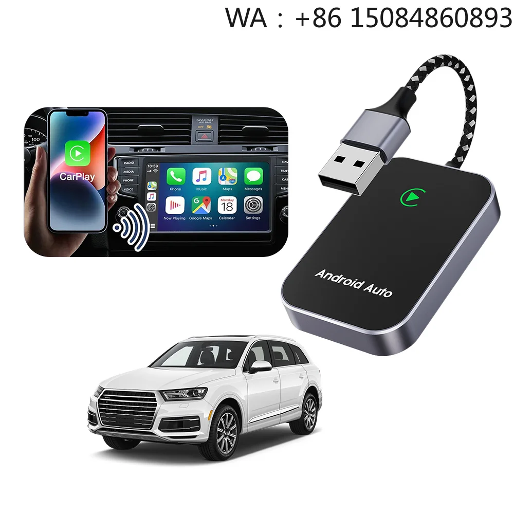Wireless CarPlay Adapter Original Android Auto Wired to Wireless Portable Streaming OTA Upgrade for