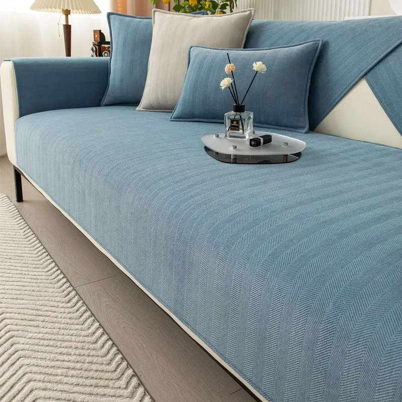 1 Stück Vier-Jahreszeiten-Universal-Chenille-Sofabezug Einfarbige Sofakissen für Wohnzimmer Modern Einfach L-förmiges Heimsofa-Handtuch